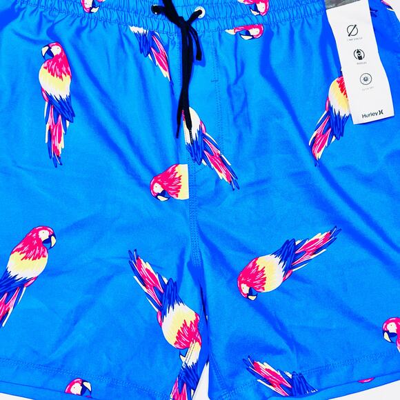 Hurley Windansea Swim Trunks Men Large Parrot 17" Long Stretch Swimwear New Tags - Picture 4 of 6